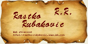 Rastko Rubaković vizit kartica